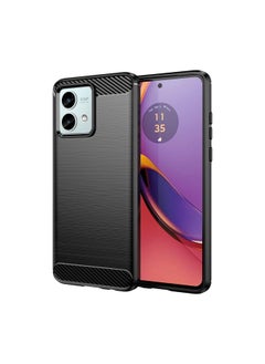 HuHa Case Cover For Motorola Moto G84 Brushed Texture Carbon Fiber TPU Phone Case(Black) 