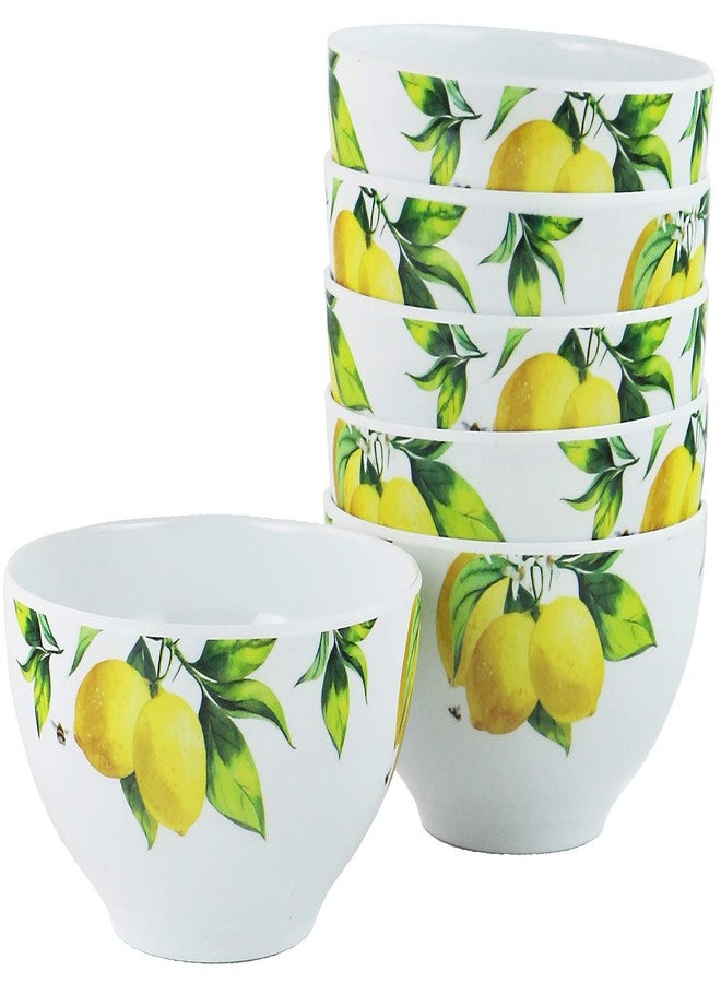 Reston Lloyd Fresh Lemons, 6pc Melamine Cereal/Soup Bowl Set, white, lemon, green, 2 cups - Image 1