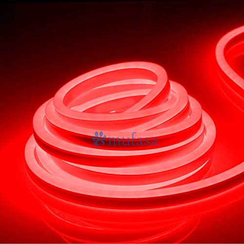 Mufasa LED Neon Light, 8MM Rope Indoor Outdoor Decoration with Connector, Best for Diwali, Festivals 220V AC (Non-Adhesive Back) (Red) (5 Meter) - Image 1