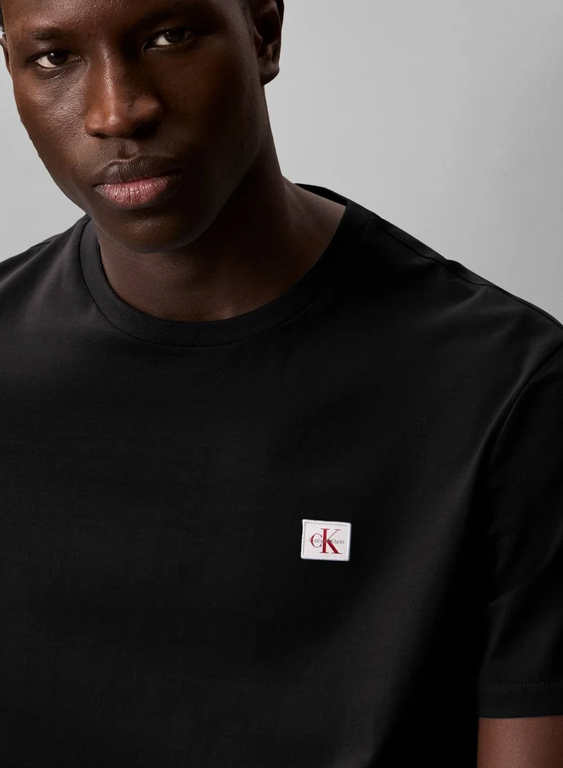 Calvin Klein Jeans Black/Bright White 2 Pack Cotton Badge T-Shirts for Men | Best Price UAE