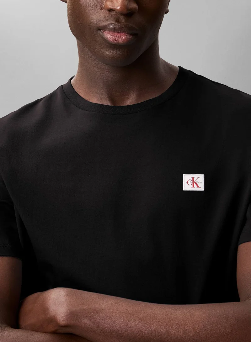 Calvin Klein Jeans Black/Bright White 2 Pack Cotton Badge T-Shirts for Men | Best Price UAE