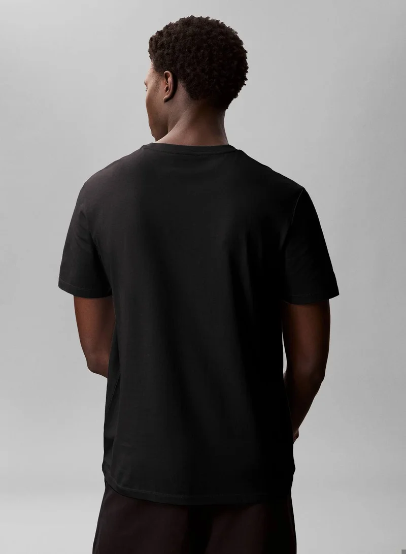 Calvin Klein Jeans Black/Bright White 2 Pack Cotton Badge T-Shirts for Men | Best Price UAE