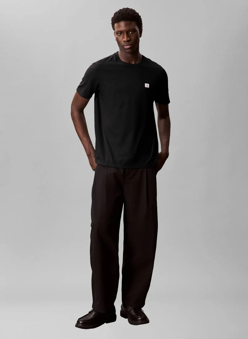 Calvin Klein Jeans Black/Bright White 2 Pack Cotton Badge T-Shirts for Men | Best Price UAE