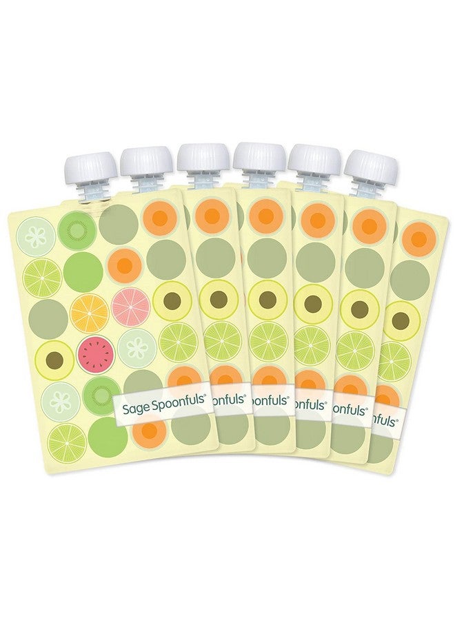 Sage Spoonfuls Reusable Baby Food Pouches - 6 Pack, Baby Food Storage, Pouches Toddler, Refillable Squeeze Pouch for Kids (Fruit Dot), Dishwasher and Freezer Safe, BPA Free - Image 1