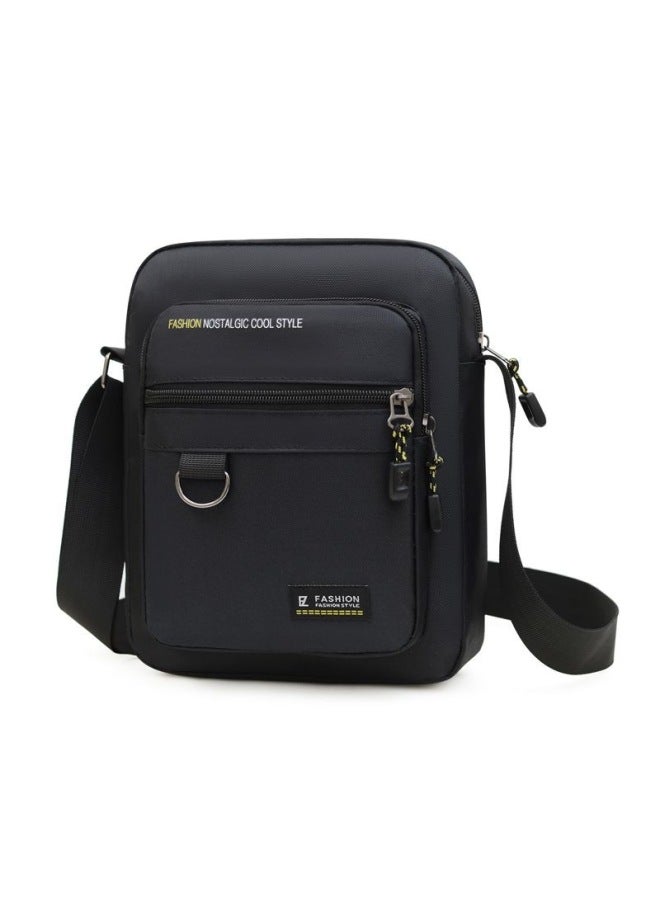 2025 Fashion Casual Men's Crossbody Bag Multi-Layer Waterproof OxFord Cloth Collection Wallet Trendy Men's Bag Shoulder Bag-Color:Black - Image 5