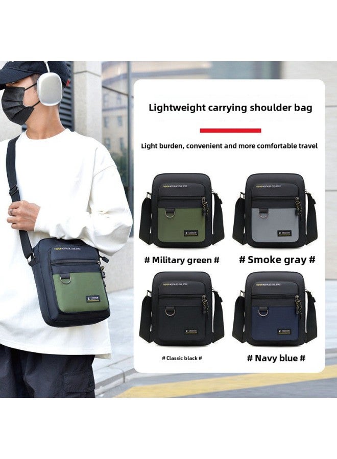 2025 Fashion Casual Men's Crossbody Bag Multi-Layer Waterproof OxFord Cloth Collection Wallet Trendy Men's Bag Shoulder Bag-Color:Black - Image 3