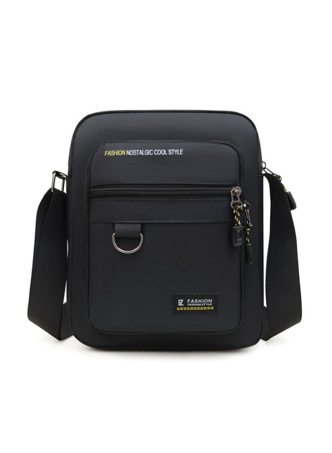 2025 Fashion Casual Men's Crossbody Bag Multi-Layer Waterproof OxFord Cloth Collection Wallet Trendy Men's Bag Shoulder Bag-Color:Black - Image 1