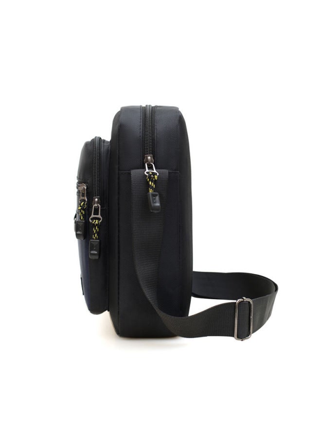 2025 Fashion Casual Men's Crossbody Bag Multi-Layer Waterproof OxFord Cloth Collection Wallet Trendy Men's Bag Shoulder Bag-Color:Black - Image 4