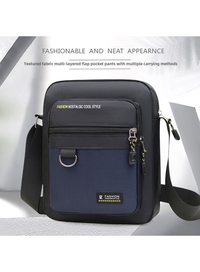 2025 Fashion Casual Men's Crossbody Bag Multi-Layer Waterproof OxFord Cloth Collection Wallet Trendy Men's Bag Shoulder Bag-Color:Black - Image 2