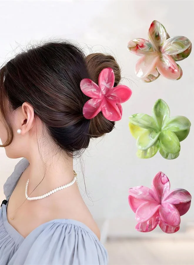 Take Two Set of 3 - Floral Marble Claw Clip