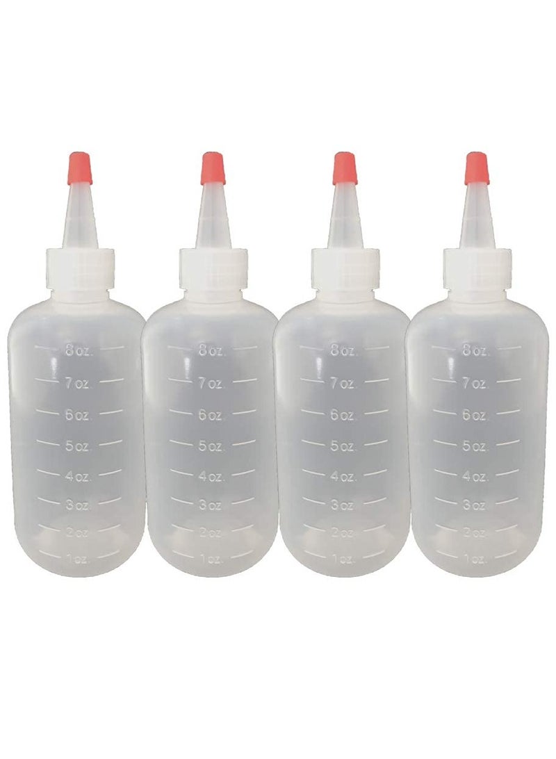 SOLARAE Applicator Bottle, Hair Color Applicator Bottle, Squeeze 8 oz Hair Applicator Bottle, Plastic Refillable Bottle with Cap for Hair Color (4-Pack) - Image 1