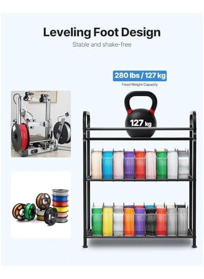 3 Tier Rotating 3D Printer Filament Spool Holder Steel Frame Storage Cart for 20 Spools - Image 5
