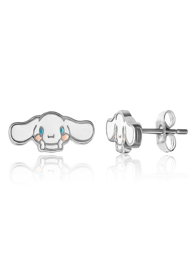 Hello Kitty Sanrio Cinnamoroll Earrings Official License, Silver Flash-Plated and Enamel Stud Earrings for Women, Cinnamoroll Jewelry - Image 1