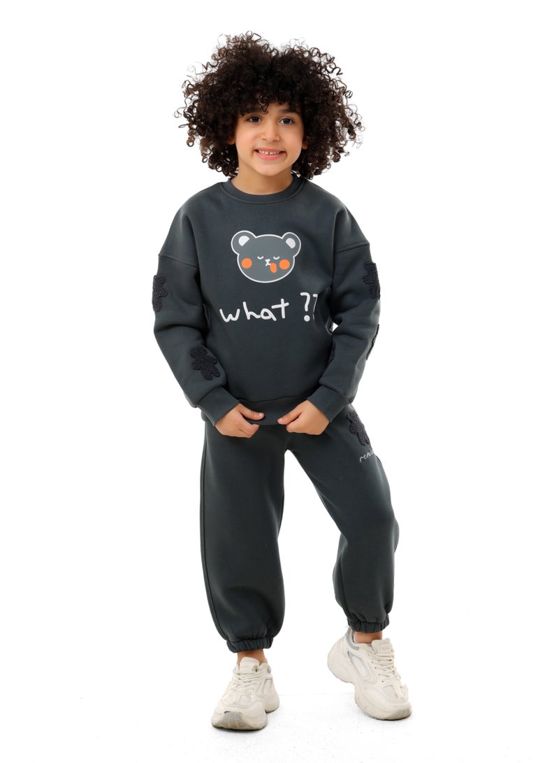 ريمينت بيجاما للاولاد دبدوب  رمادي - Image 1