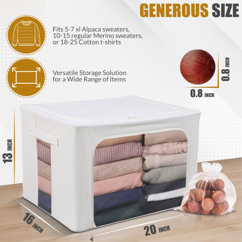 Tulvera 66L Large Cashmere Sweater Storage Bag with Steel Frame | Natural Red Cedar Protection | Foldable Closet Organizer with Oxford Fabric, Mesh Windows | Premium Garment Box for Wool, Winter Coat, Clothes - Image 2