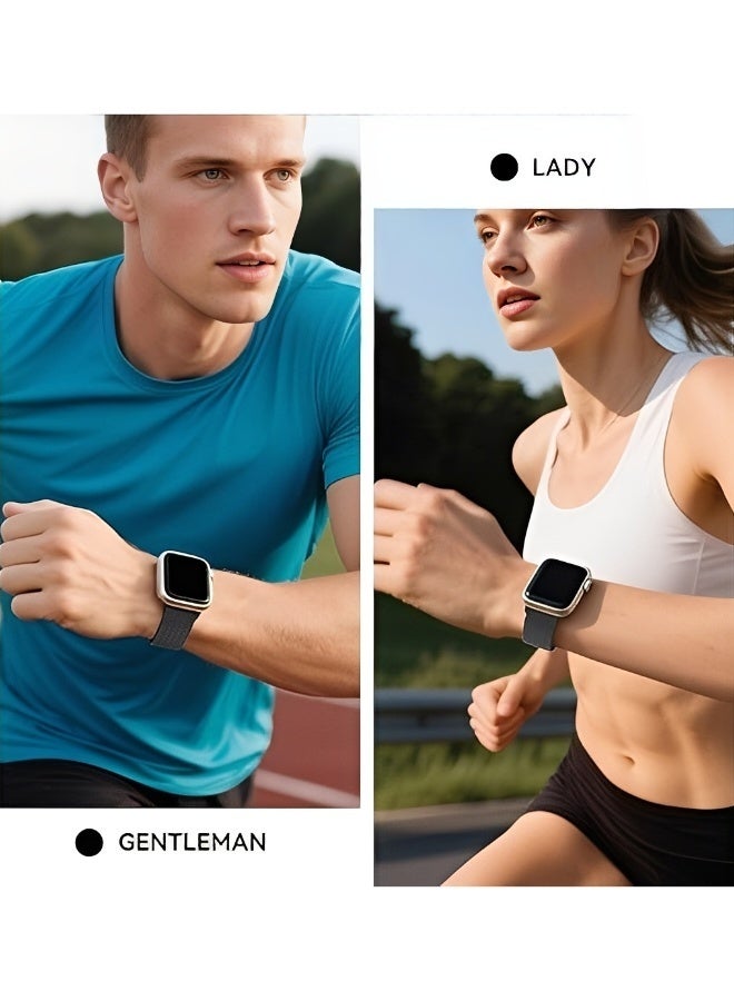 Magnetic Wristband for Apple Watch Adjustable Nylon Strap Black Compatible with Apple Watch Series 11 46mm and Series 10 46mm Soft Nylon Material with Secure Magnetic Closure, Easy to Adjust for Comfortable All Day Wear - Image 3