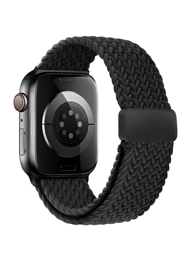 Magnetic Wristband for Apple Watch Adjustable Nylon Strap Black Compatible with Apple Watch Series 11 46mm and Series 10 46mm Soft Nylon Material with Secure Magnetic Closure, Easy to Adjust for Comfortable All Day Wear - Image 2
