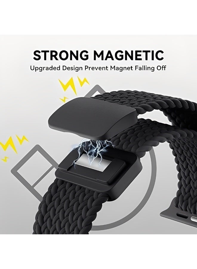 Magnetic Wristband for Apple Watch Adjustable Nylon Strap Black Compatible with Apple Watch Series 11 46mm and Series 10 46mm Soft Nylon Material with Secure Magnetic Closure, Easy to Adjust for Comfortable All Day Wear - Image 4