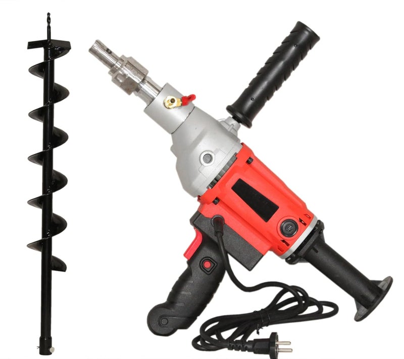 Digital Craft Electric Diamond Core Drilling Machine High Power Handheld Concrete Core Drill with 100 Earth Auger Bit - Image 1