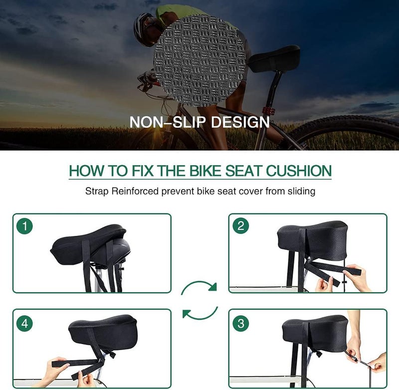 ANZOME Bike Seat Cushion, Wide Gel Bike Seat Cover & Extra Soft Gel Bike Seat Cushion for Women Men Everyone, Fits Spin, Stationary, Cruiser Bikes, Indoor Cycling(Waterproof Case Included) … - Image 3