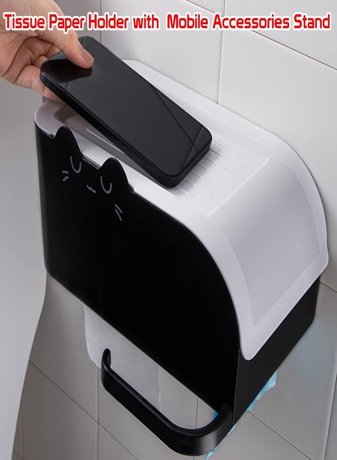 Zollyss Magic Sticker Series Self Adhesive Toilet Paper Holder in Bathroom - 100% Waterproof and with Mobile Stand & Storage - Image 2