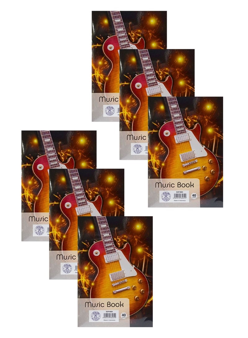 Sadaf A4 Size Music Book, 40 Sheets (Pack of 6) - Image 1