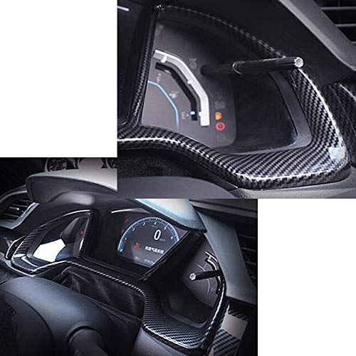 GZXinWei Carbon Fiber Grain Car Dashboard Decorative Frame Dial Rings Cover Trim Frame for Honda 10th Gen Civic 2016 2017 2018 2019 2020 2021 - Image 3