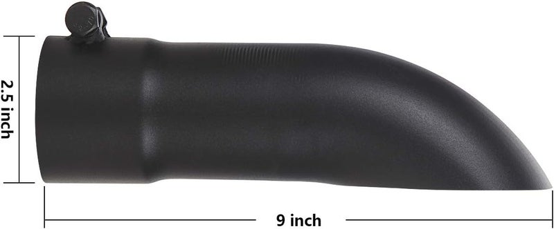 LCGP 2.5 Inch Inlet Turn Down Bolt On Exhaust Tip - Black Powder Coated Stainless Steel, 9 Inch Length - Image 3