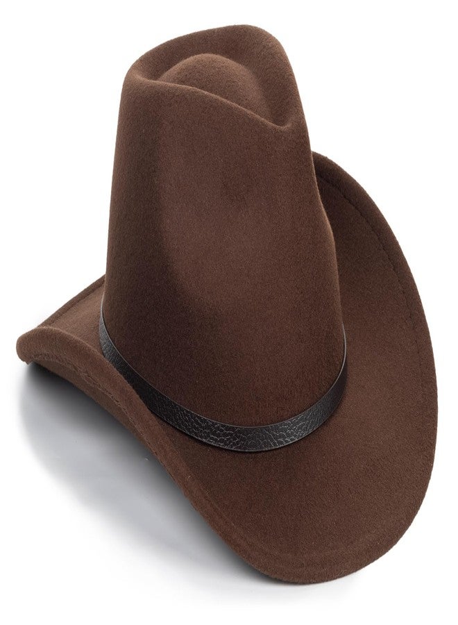 OVOY Kids Wide-Brim Cowboy-Hat 2-7 Years - Wide-Brim Felt-Fedora Cowgirl-Hat Brown - Image 5