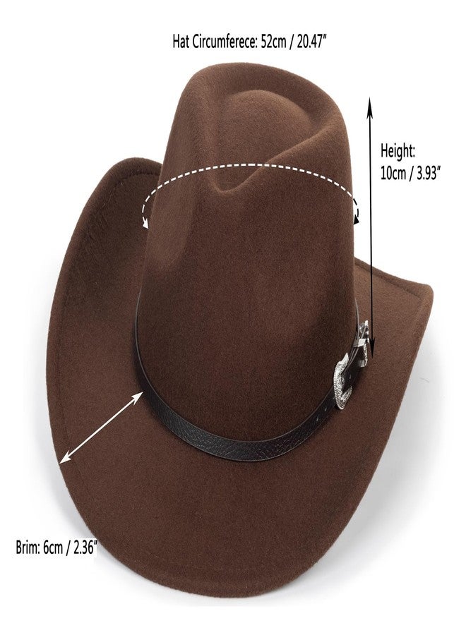 OVOY Kids Wide-Brim Cowboy-Hat 2-7 Years - Wide-Brim Felt-Fedora Cowgirl-Hat Brown - Image 3