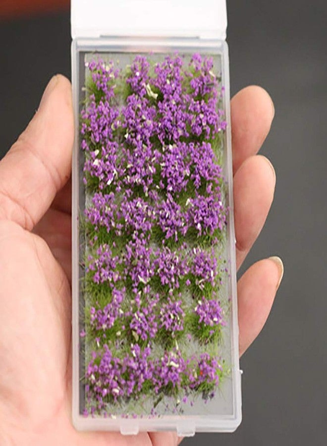 Warmtree 28 Pcs Purple Flower Cluster Flower Vegetation Groups Grass Tufts Static Scenery Model DIY Miniature for Train Landscape Railroad Scenery Sand Military Layout Model War Gaming Terrain - Image 2