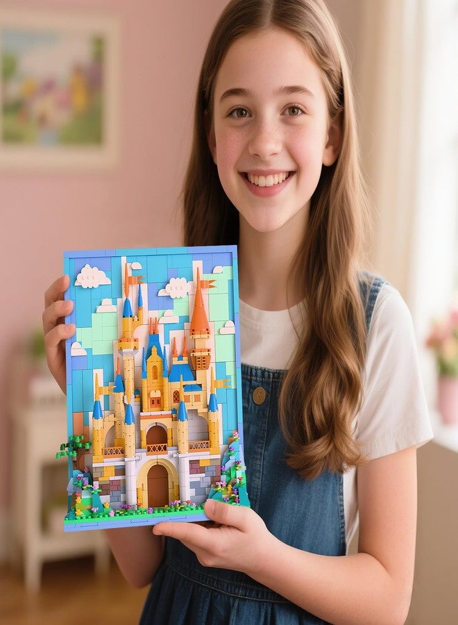 TG BLOCKS Micro Brick Castle Building Blocks Toy Set, Creative Home Wall Decor and Office Art Painting for Girls Ages 8+, DIY 3D Castle Model for Adults, Teens & Kids, Birthday Gift Idea for 8-14 Year Old Girl - Image 4