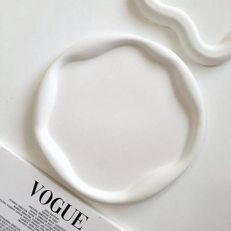 TREETRUNK® Irregular Cloud | Cement Tray | Aesthetic | Minimalist Decor | Trinket Tray | Modern Home Decor | New Home Gift | Multipurpose (19×19×2cm) (Off White) - Image 3