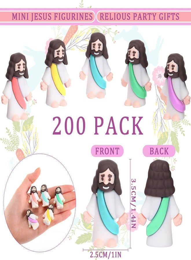 Barydat 200 Pack Mini Jesus Figurines Bulk Tiny Jesus Figures Pocket Rubber Toys to Hide and Seek Christ Savior Religious Party Favors for Easter Church Sunday School Baptism Gifts(Macaron) - Image 2