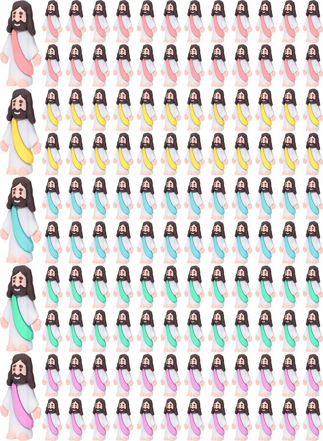 Barydat 200 Pack Mini Jesus Figurines Bulk Tiny Jesus Figures Pocket Rubber Toys to Hide and Seek Christ Savior Religious Party Favors for Easter Church Sunday School Baptism Gifts(Macaron) - Image 1