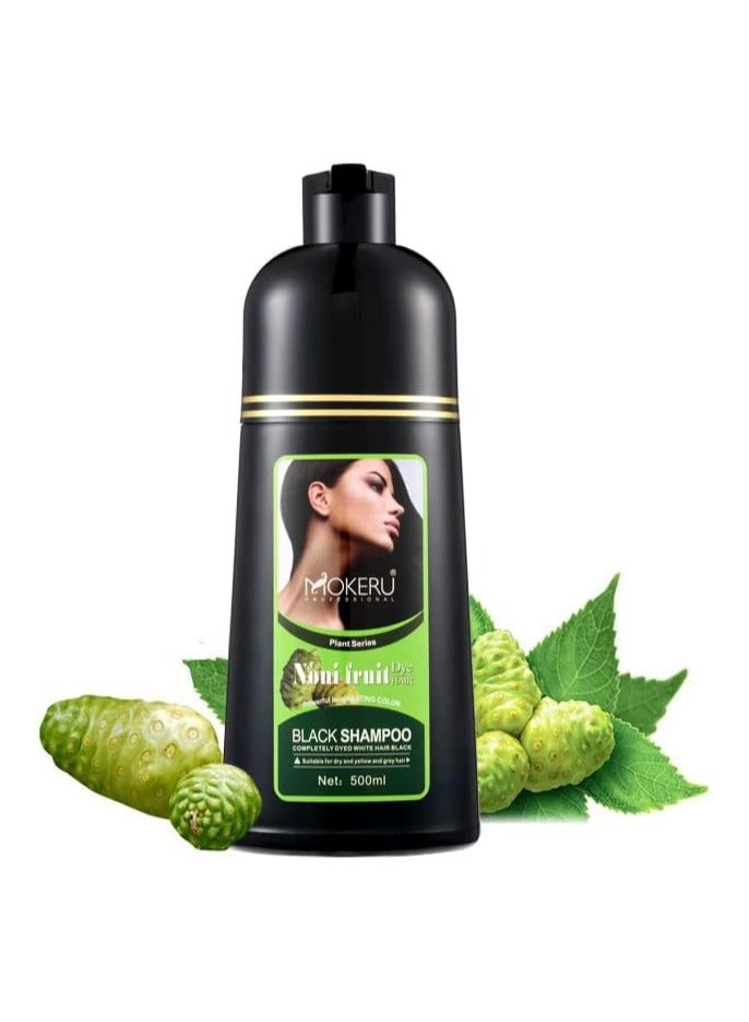 Mokeru Organic Natural Fast Hair Dye, Only 5 Minutes Noni Plant Black Shampoo 500ml - Image 2
