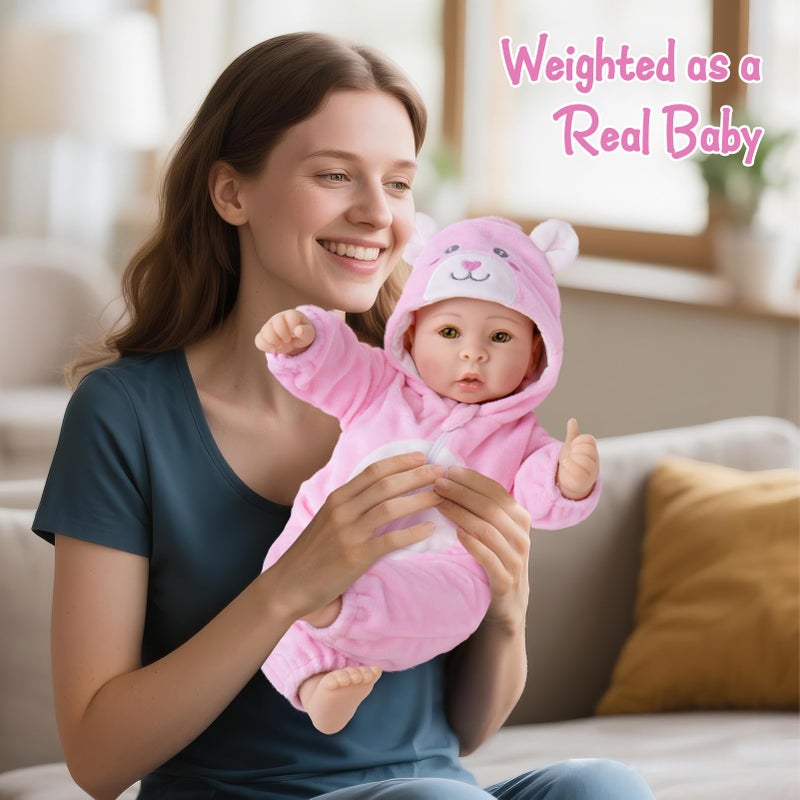 Aori Baby Dolls Realistic, 17-inch Lifelike Soft Body Baby Girl That Look Real with Feeding Kit Included, Ideal Gift for Kids, Birthday, Pretend Play - Image 3