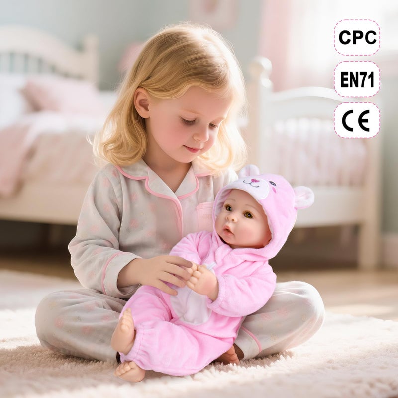 Aori Baby Dolls Realistic, 17-inch Lifelike Soft Body Baby Girl That Look Real with Feeding Kit Included, Ideal Gift for Kids, Birthday, Pretend Play - Image 4