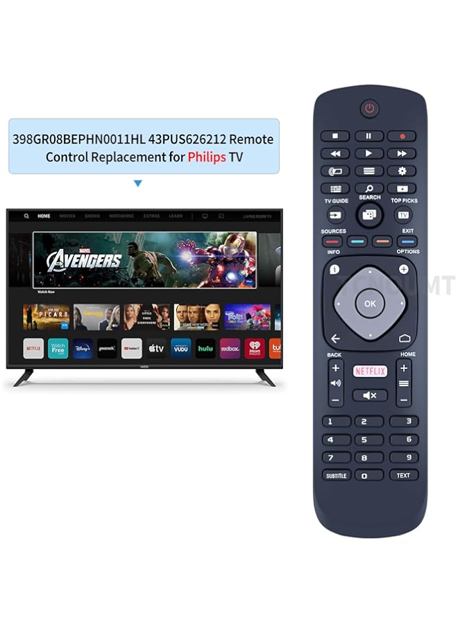 HuHa Univesal Remote Control fit for Philip LED TV 50PUT6103 50PUT6103/56 55PUT6103 55PUT6103/56 32PHT5102 32PHT5102/79 43PFT5102 43PFT5102/79 50PUT6102 50PUT6102/79 50PUT6103 50PUT6103/75 50PUT6103/79 - Image 2