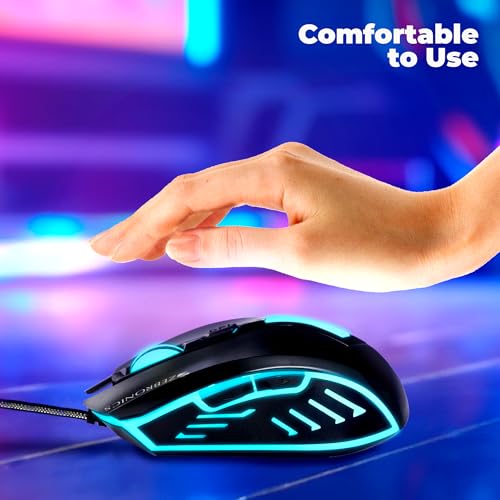 ZEBRONICS سنابر فأرة ألعاب سلكية عالية الدقة مع 6 أزرار، أضواء LED متعددة الألوان، مفتاح DPI مع 800/1200/1600/2400 DPI، التوصيل والتشغيل، 1 مليون نقرة، فأرة خفيفة بوزن 87 جرام - Image 2
