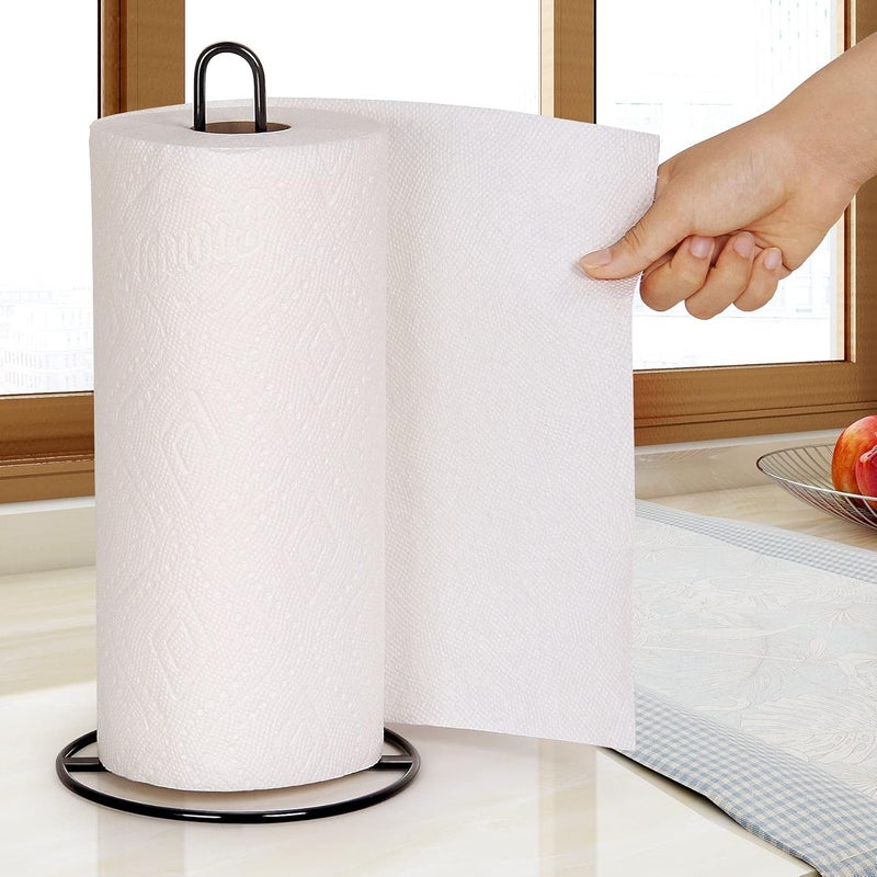 OBODING Paper Towel Holder Countertop, , Kitchen Paper Towel Stand Holder for Kitchen Organization and Storage, Paper Towel Holders for Standard and Large Size Rolls (Black) - Image 4