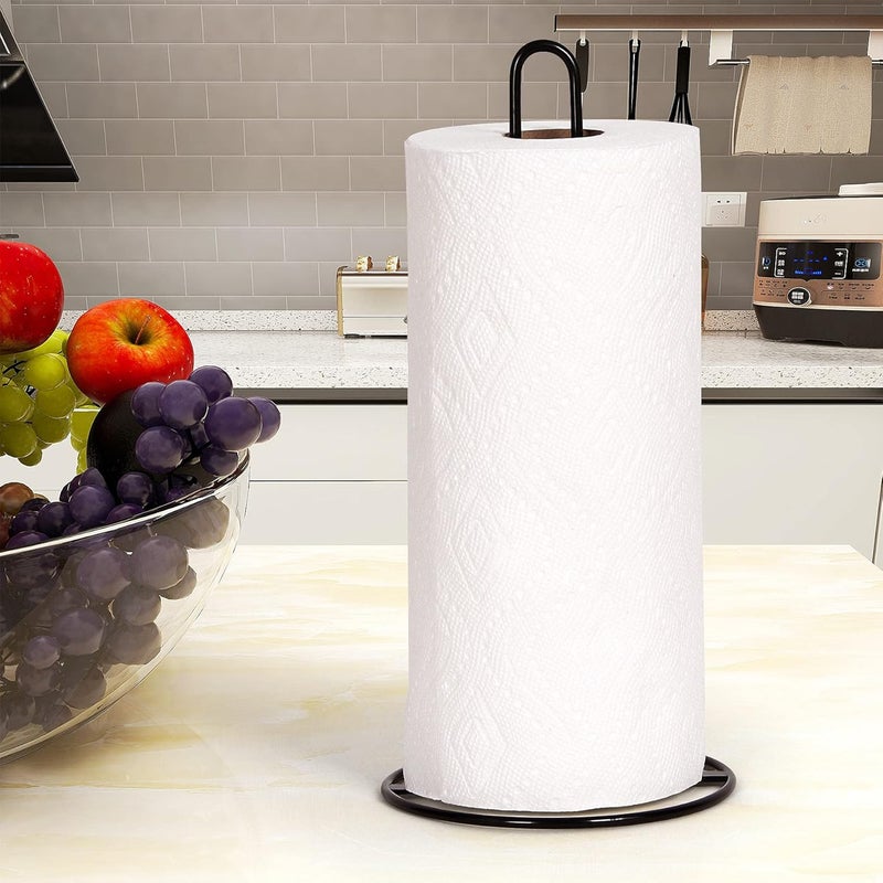 OBODING Paper Towel Holder Countertop, , Kitchen Paper Towel Stand Holder for Kitchen Organization and Storage, Paper Towel Holders for Standard and Large Size Rolls (Black) - Image 3