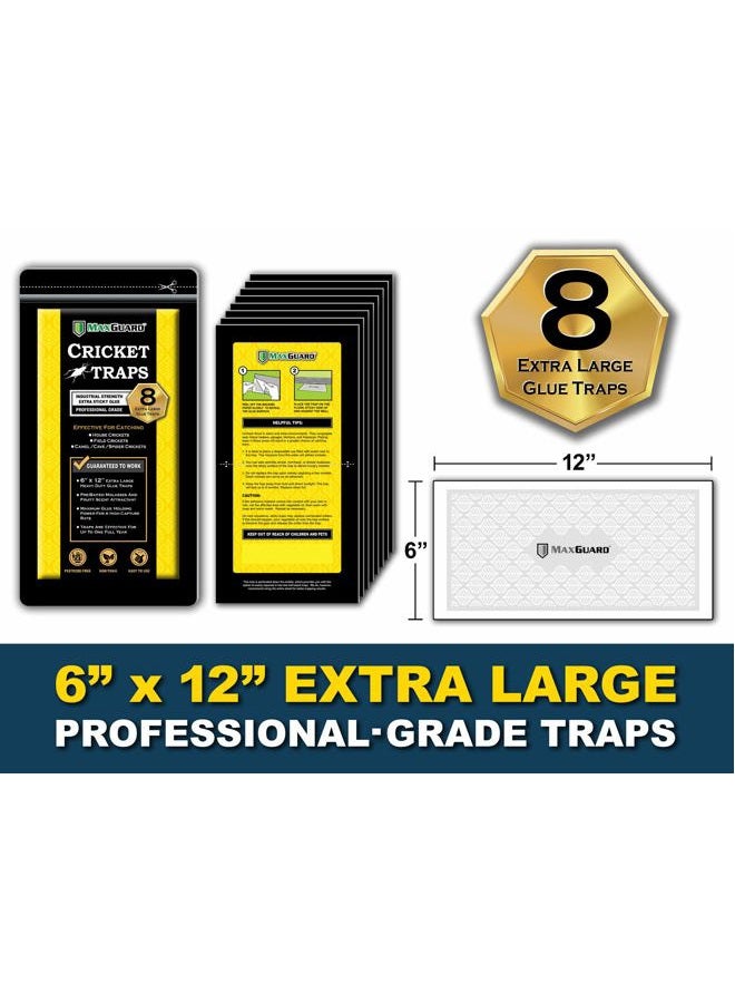 MaxGuard Extra Large Cricket Traps (8 Traps) | Non-Toxic Extra Sticky Glue Board Pre-Baited Cricket Attractant | Trap & Kill House Crickets, Insects, Spiders, Bugs | - Image 3