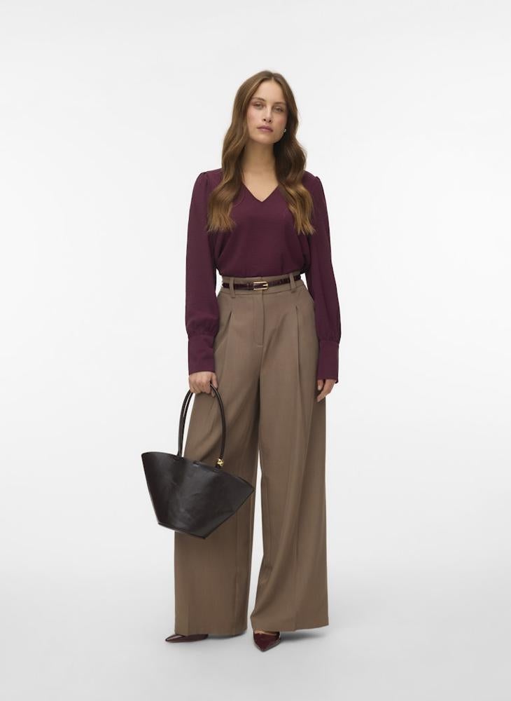 فيرو مودا بلوزة بأكمام طويلة وياقة على شكل حرف  من فيسمي - Image 4