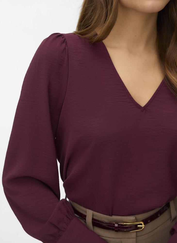 فيرو مودا بلوزة بأكمام طويلة وياقة على شكل حرف  من فيسمي - Image 3