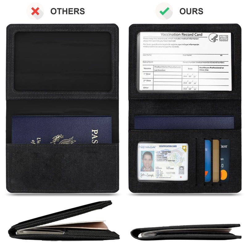 Vidivici 2 Pack Passport Cover With Card Slots RFID Blocking-White&Black - Image 4