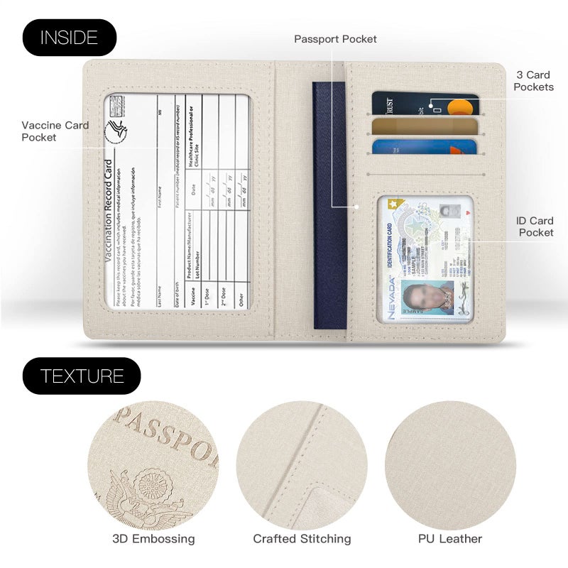 Vidivici 2 Pack Passport Cover With Card Slots RFID Blocking-White&Black - Image 3