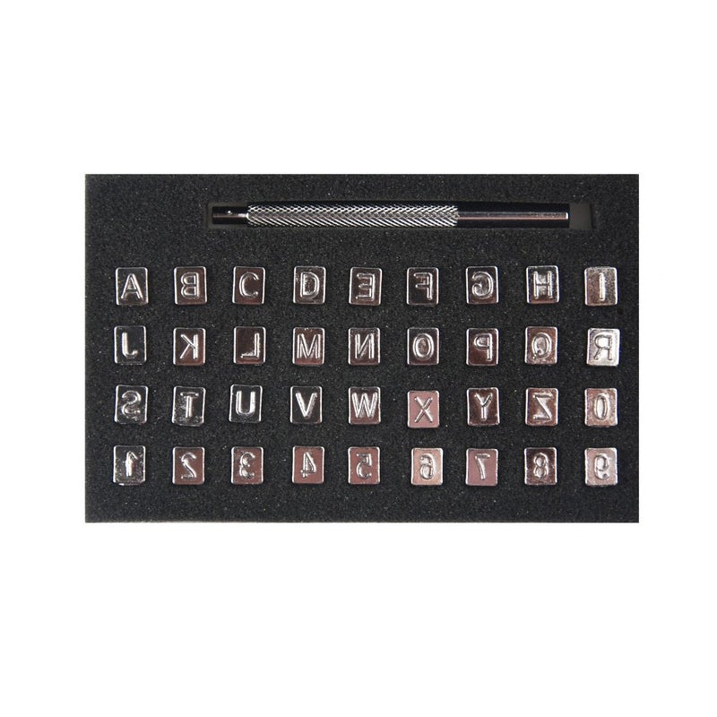 OWDEN Professional 37 Pieces Stamping for leathercraft. Size:1/4 Inch (6.5mm) Tall. Number and Letter Stamp Set with a Steel Handle. Professional Stamping Tools Set. - Image 1