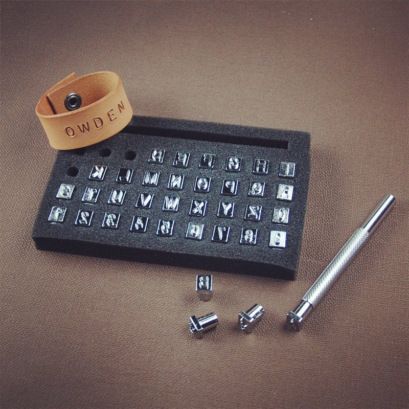 OWDEN Professional 37 Pieces Stamping for leathercraft. Size:1/4 Inch (6.5mm) Tall. Number and Letter Stamp Set with a Steel Handle. Professional Stamping Tools Set. - Image 5