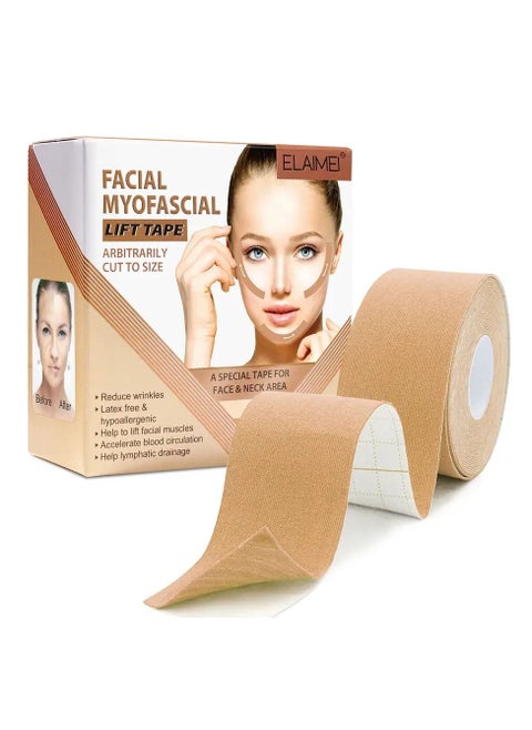Facial Myofascial Lift Tape Face Lift Tape Face Toning Belts Anti Wrinkle Patches Anti Freeze Stickers Neck Lift Tape Unisex For Firming and Tightening Skin 2.5cm x 5m
